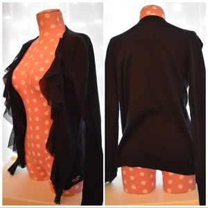 Navy Blue Cardigan with Ruffles